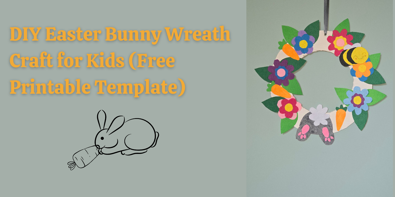 Easter Bunny Flower Wreath Craft (Free Template)
